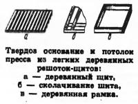 Твердое основание и потолок пресса из легких деревянных решеток-щитов